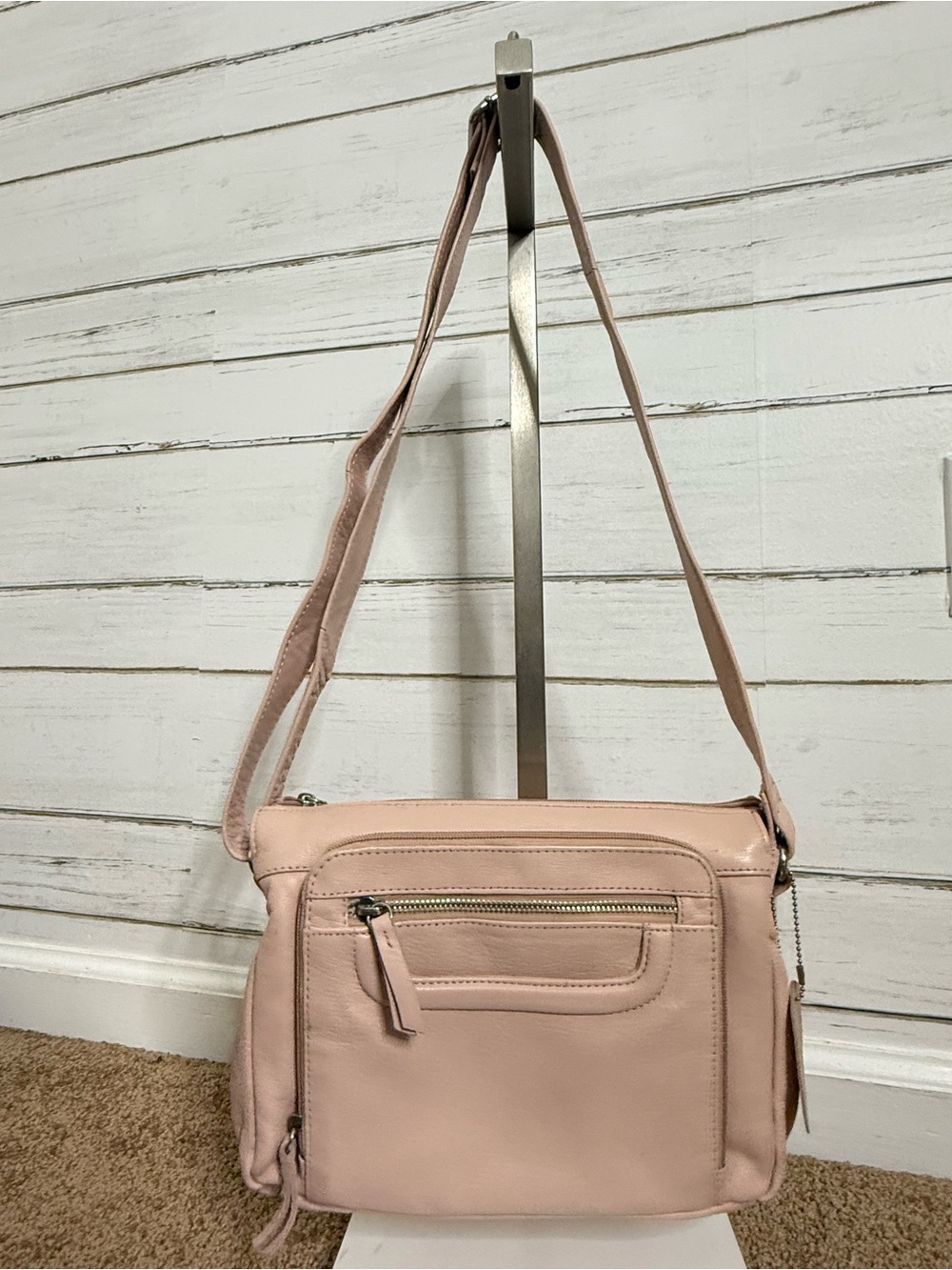 Great American Leather Works Genuine Leather Blush Pink Crossbody Shoulder Bag